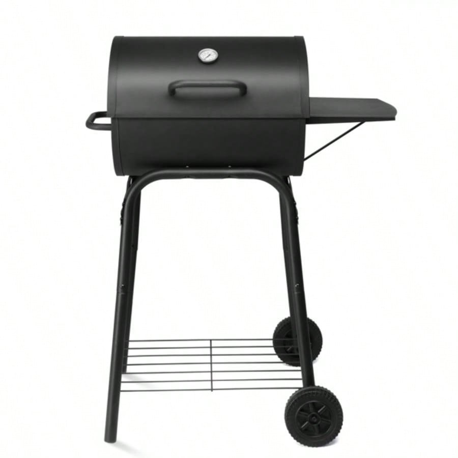 Charcoal Grills Outdoor BBQ Grill, Charcoal Grill with Side Table and Wheels, Outdoor Backyard Camping Picnics Patio and Parties