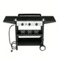 3 - Flat Top Gas Griddle Cooking Station with Ceramic Coated Cast Iron Pan, 30, 000 BTU Propane Fuelled Griddle Station with Side Shelves Spice Rack Outdoor Barbecue Backyard Cookout