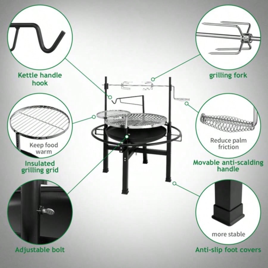 85*85*108cm Round Iron Spray Grill Black