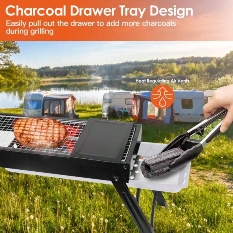 Portable BBQ Griddle, Foldable Kabob Barbecue Outdoor Hibachi BBQ Lamb Skewer Camping Barbecue Grill in Garden Backyard Party Picnic TravelNo shipments on weekends