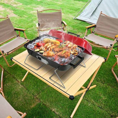 Portable Charcoal Grill Outdoor Tabletop Grill Small Barbecue Smoker Folding BBQ Grill with Lid Backyard Camping Picnics Beach