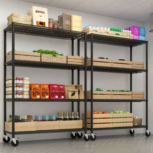Heavy Duty Storage Shelves 55.12 Wire Shelving Unit with Wheels 3200LBS NSF Metal Shelves Storage Adjustable Garage Storage Rack Pantry Shelf Commercial Shelving, 75.59 H X 55.1239; 39; X 23.62