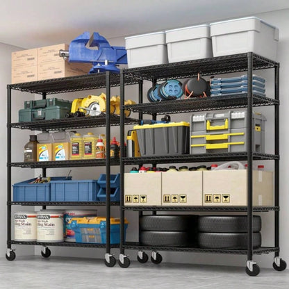 Heavy Duty Storage Shelves 55.12 Wire Shelving Unit with Wheels 3200LBS NSF Metal Shelves Storage Adjustable Garage Storage Rack Pantry Shelf Commercial Shelving, 75.59 H X 55.1239; 39; X 23.62