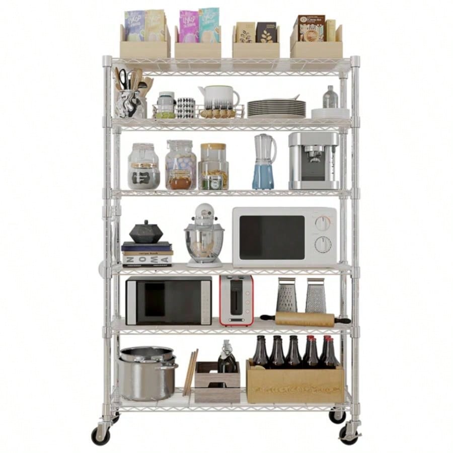 6 - Tier disassembly and assembly NSF - Certified Steel Wire Shelving with Wheels