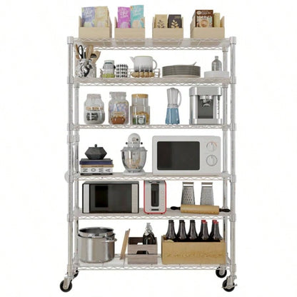 6 - Tier disassembly and assembly NSF - Certified Steel Wire Shelving with Wheels
