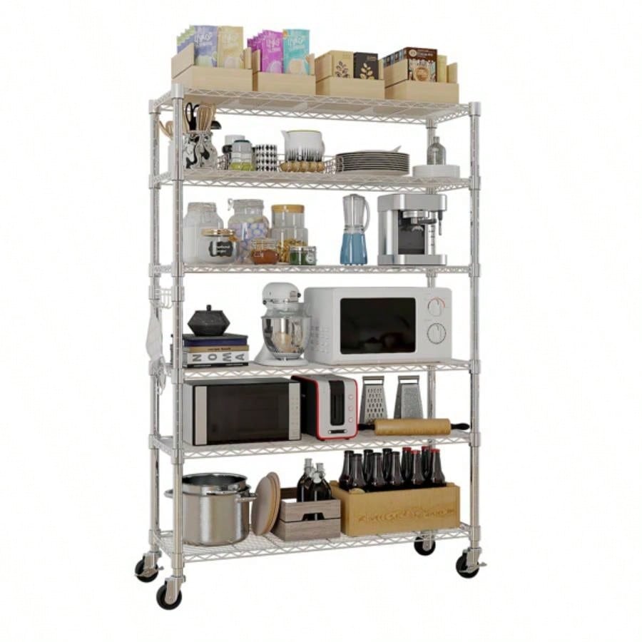6 - Tier disassembly and assembly NSF - Certified Steel Wire Shelving with Wheels