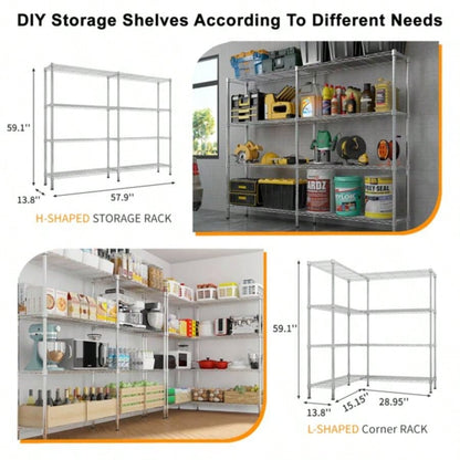 5839; 39; Adjustable Storage Shelves 1200LBS NSF Wire Shelving Unit 4 Tier Metal Shelving Storage Rack Shelves Storage Heavy Duty Garage Shelf Pantry Shelves Kitchen Shelving, 5839; 39; 59.0639; 39; H*