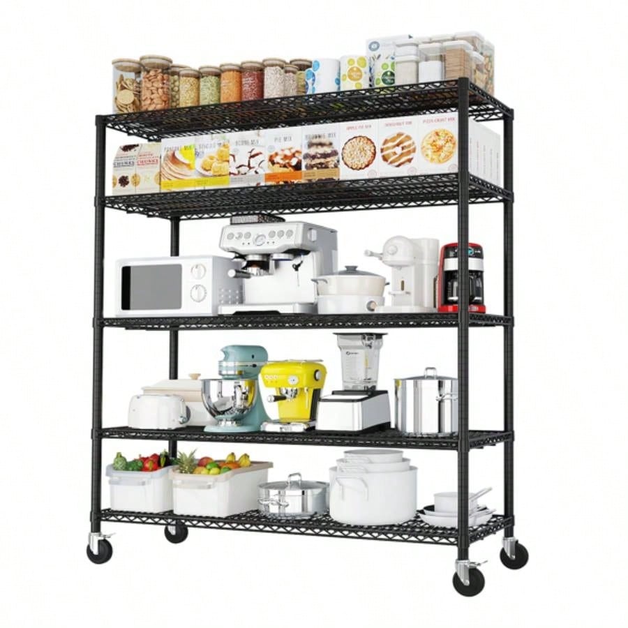 Heavy Duty Storage Shelves 55.12 Wire Shelving Unit with Wheels 3200LBS NSF Metal Shelves Storage Adjustable Garage Storage Rack Pantry Shelf Commercial Shelving, 75.59 H X 55.1239; 39; X 23.62