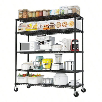 Heavy Duty Storage Shelves 55.12 Wire Shelving Unit with Wheels 3200LBS NSF Metal Shelves Storage Adjustable Garage Storage Rack Pantry Shelf Commercial Shelving, 75.59 H X 55.1239; 39; X 23.62