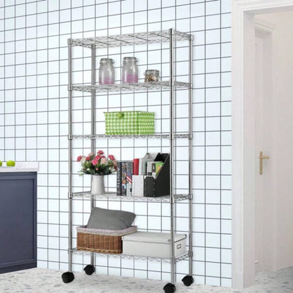 5 - Layer Plated Iron Shelf with 1.5 Nylon Wheels 165*90*35