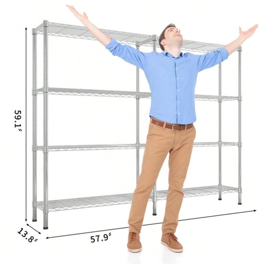 5839; 39; Adjustable Storage Shelves 1200LBS NSF Wire Shelving Unit 4 Tier Metal Shelving Storage Rack Shelves Storage Heavy Duty Garage Shelf Pantry Shelves Kitchen Shelving, 5839; 39; 59.0639; 39; H*