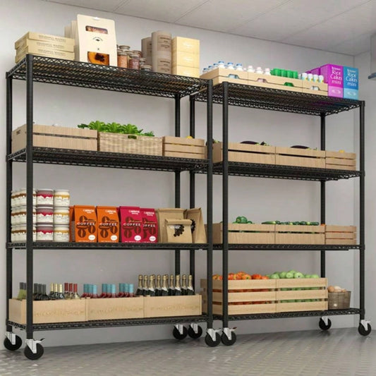 Heavy Duty Storage Shelves 55.12 Wire Shelving Unit with Wheels 2500LBS NSF Metal Shelves Storage Adjustable Garage Storage Rack Pantry Shelf Commercial Shelving, 75.59 H X 55.1239; 39; X 23.62