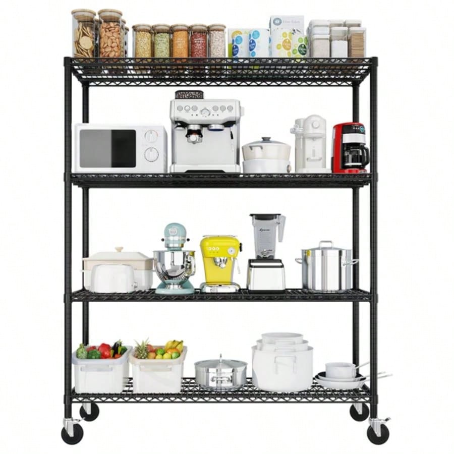 Heavy Duty Storage Shelves 55.12 Wire Shelving Unit with Wheels 2500LBS NSF Metal Shelves Storage Adjustable Garage Storage Rack Pantry Shelf Commercial Shelving, 75.59 H X 55.1239; 39; X 23.62