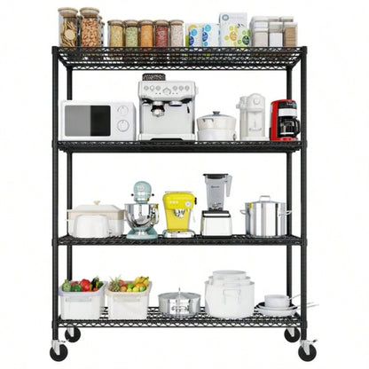 Heavy Duty Storage Shelves 55.12 Wire Shelving Unit with Wheels 2500LBS NSF Metal Shelves Storage Adjustable Garage Storage Rack Pantry Shelf Commercial Shelving, 75.59 H X 55.1239; 39; X 23.62