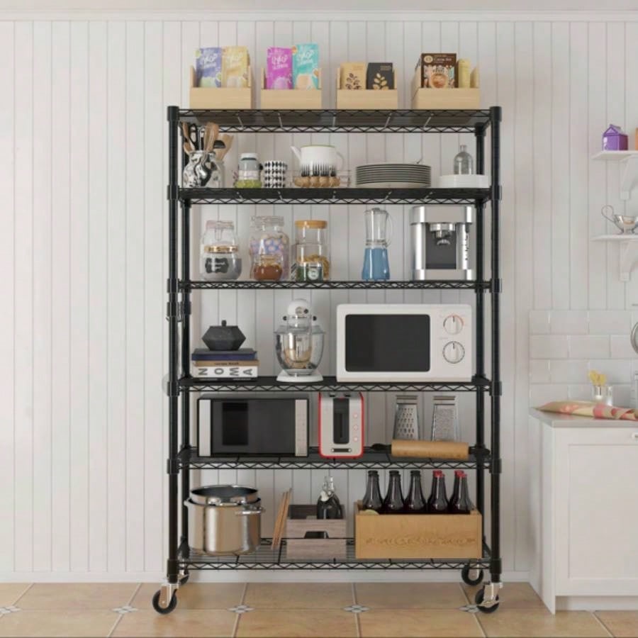 6 - Tier disassembly and assembly NSF - Certified Steel Wire Shelving with Wheels