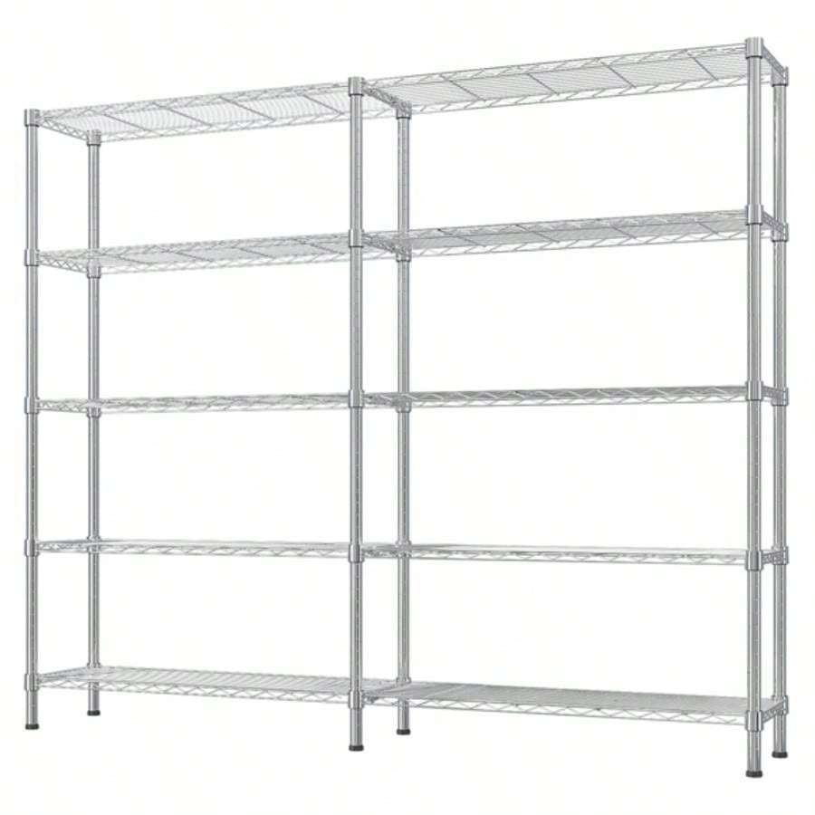 5 - layer double row, freely adjustable layer spacing, with adjustable feet, display stand, iron, 147*35*180cm, - plated