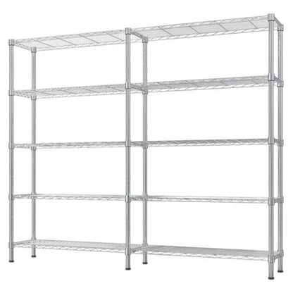 5 - layer double row, freely adjustable layer spacing, with adjustable feet, display stand, iron, 147*35*180cm, - plated