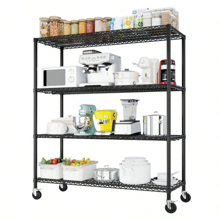 Heavy Duty Storage Shelves 55.12 Wire Shelving Unit with Wheels 2500LBS NSF Metal Shelves Storage Adjustable Garage Storage Rack Pantry Shelf Commercial Shelving, 75.59 H X 55.1239; 39; X 23.62