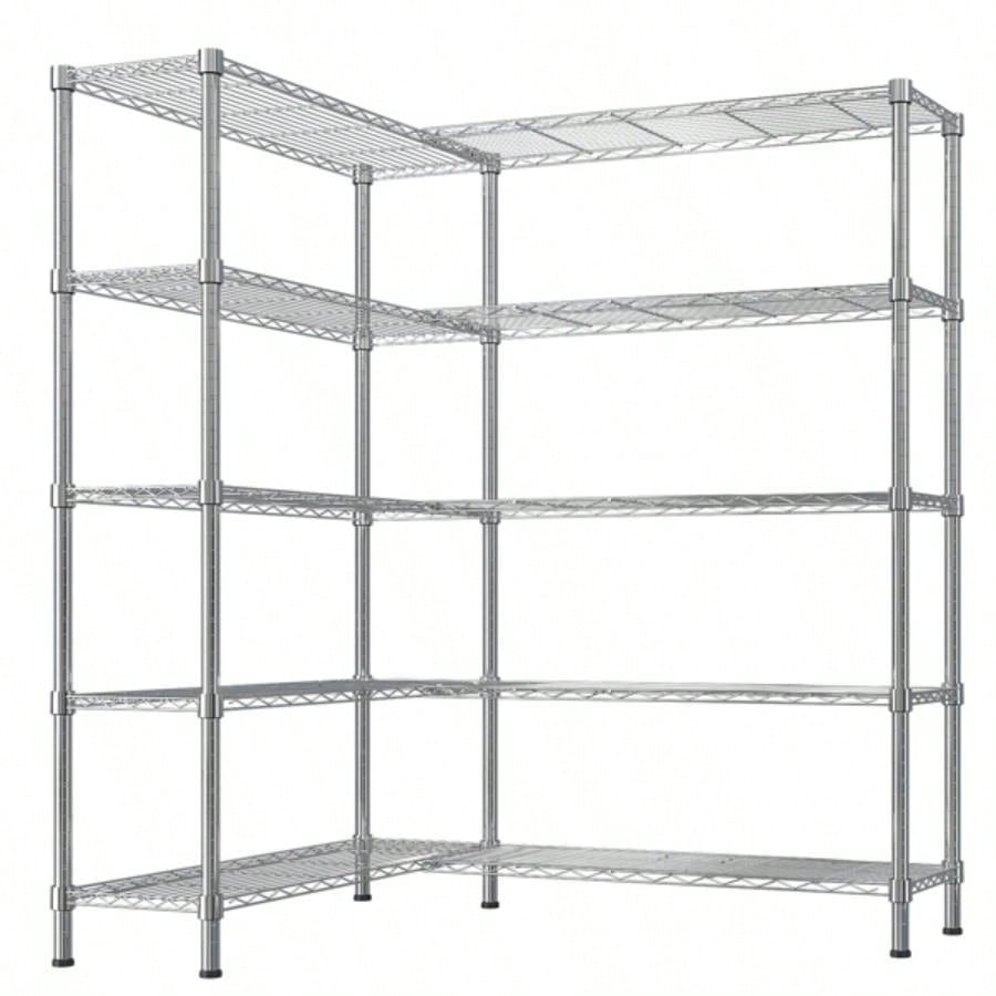 5 - layer double row, freely adjustable layer spacing, with adjustable feet, display stand, iron, 147*35*180cm, - plated