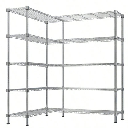 5 - layer double row, freely adjustable layer spacing, with adjustable feet, display stand, iron, 147*35*180cm, - plated