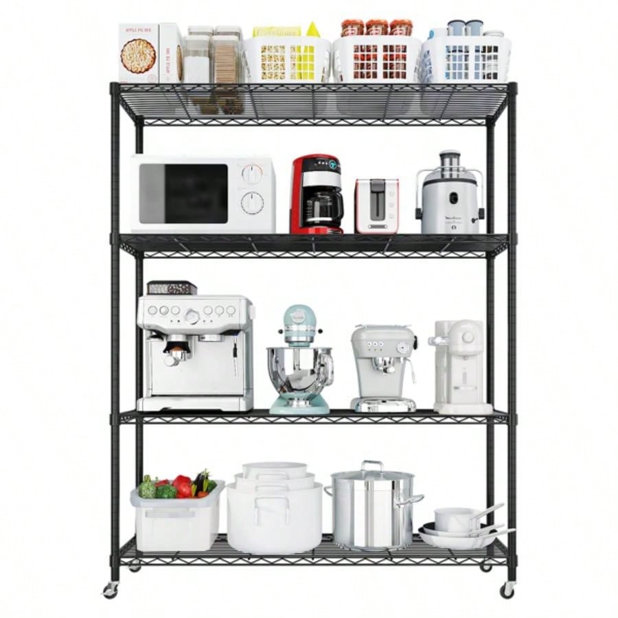 Heavy Duty Storage Shelves 46.06 Wire Shelving Unit with Wheels 800LBS NSF Metal Shelves Storage Adjustable Garage Storage Rack Pantry Shelf Commercial Shelving, 64.96 H X 46.0639; 39; X 17. D