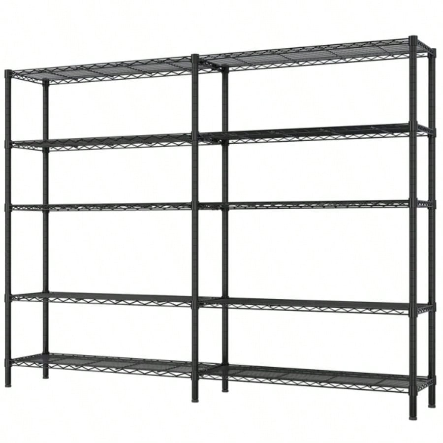 5 - layer double row, freely adjustable layer spacing, with adjustable feet, display stand, iron, 177*40*180cm, powder - coated black