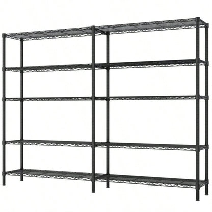 5 - layer double row, freely adjustable layer spacing, with adjustable feet, display stand, iron, 177*40*180cm, powder - coated black
