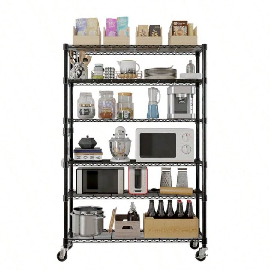 6 - Tier disassembly and assembly NSF - Certified Steel Wire Shelving with Wheels