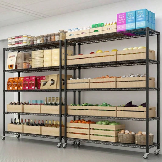 Heavy Duty Storage Shelves 59.06 Wire Shelving Unit with Wheels 3125LBS NSF Metal Shelves Storage Adjustable Garage Storage Rack Pantry Shelf Commercial Shelving, 74.02 H X 59.0639; 39; X 17.72