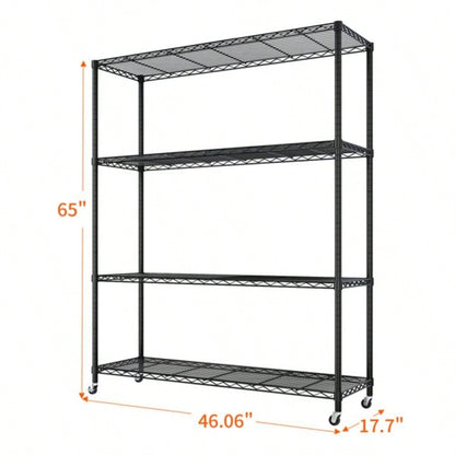 Heavy Duty Storage Shelves 46.06 Wire Shelving Unit with Wheels 800LBS NSF Metal Shelves Storage Adjustable Garage Storage Rack Pantry Shelf Commercial Shelving, 64.96 H X 46.0639; 39; X 17. D