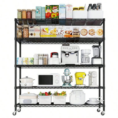 Heavy Duty Storage Shelves 59.06 Wire Shelving Unit with Wheels 3125LBS NSF Metal Shelves Storage Adjustable Garage Storage Rack Pantry Shelf Commercial Shelving, 74.02 H X 59.0639; 39; X 17.72