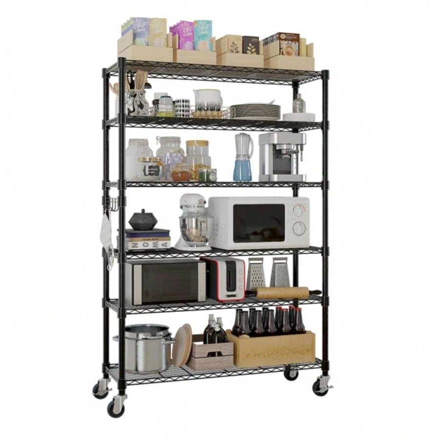 6 - Tier disassembly and assembly NSF - Certified Steel Wire Shelving with Wheels