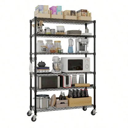 6 - Tier disassembly and assembly NSF - Certified Steel Wire Shelving with Wheels