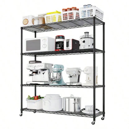 Heavy Duty Storage Shelves 46.06 Wire Shelving Unit with Wheels 800LBS NSF Metal Shelves Storage Adjustable Garage Storage Rack Pantry Shelf Commercial Shelving, 64.96 H X 46.0639; 39; X 17. D