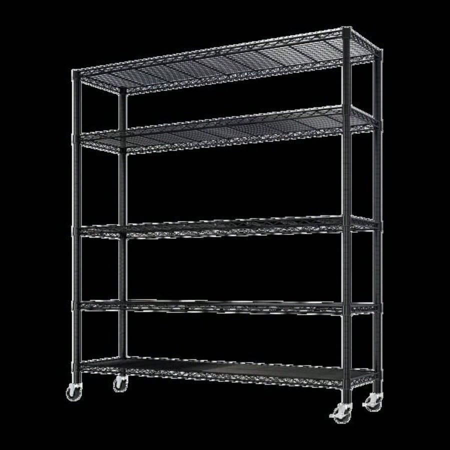 Heavy Duty Storage Shelves 59.06 Wire Shelving Unit with Wheels 3125LBS NSF Metal Shelves Storage Adjustable Garage Storage Rack Pantry Shelf Commercial Shelving, 74.02 H X 59.0639; 39; X 17.72