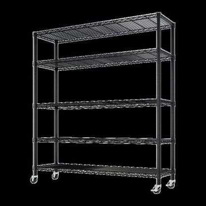 Heavy Duty Storage Shelves 59.06 Wire Shelving Unit with Wheels 3125LBS NSF Metal Shelves Storage Adjustable Garage Storage Rack Pantry Shelf Commercial Shelving, 74.02 H X 59.0639; 39; X 17.72