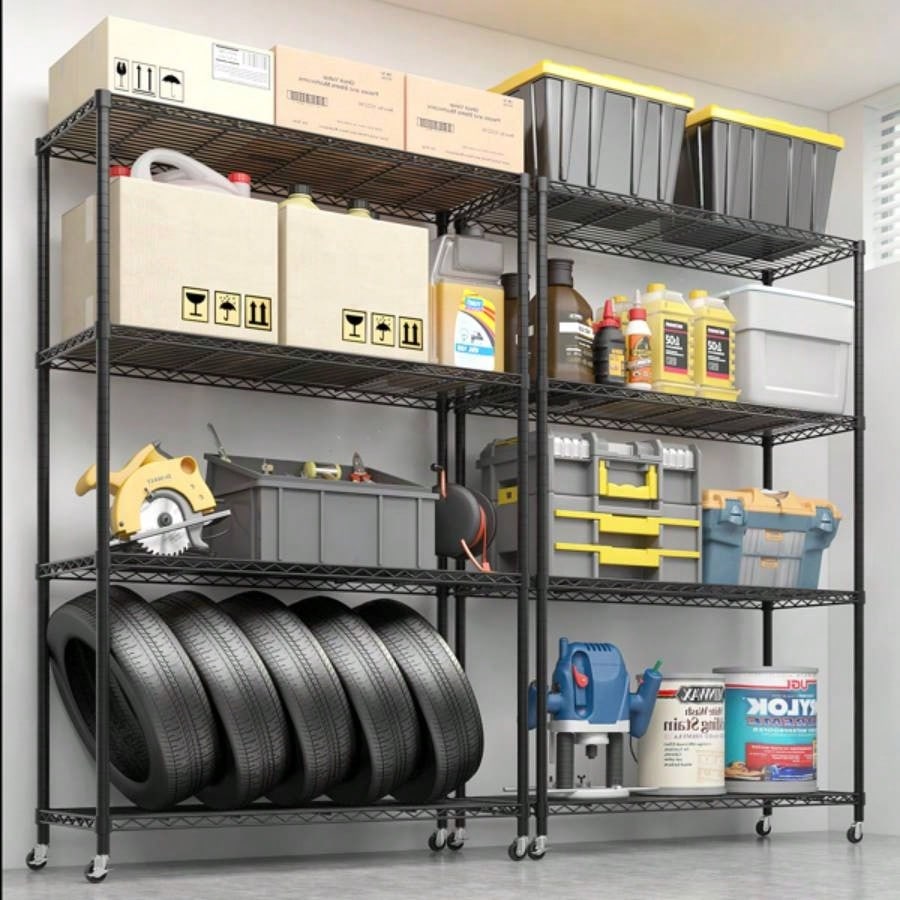 Heavy Duty Storage Shelves 46.06 Wire Shelving Unit with Wheels 800LBS NSF Metal Shelves Storage Adjustable Garage Storage Rack Pantry Shelf Commercial Shelving, 64.96 H X 46.0639; 39; X 17. D