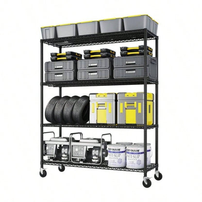 Heavy Duty Storage Shelves 55.12 Wire Shelving Unit with Wheels 2500LBS NSF Metal Shelves Storage Adjustable Garage Storage Rack Pantry Shelf Commercial Shelving, 75.59 H X 55.1239; 39; X 23.62