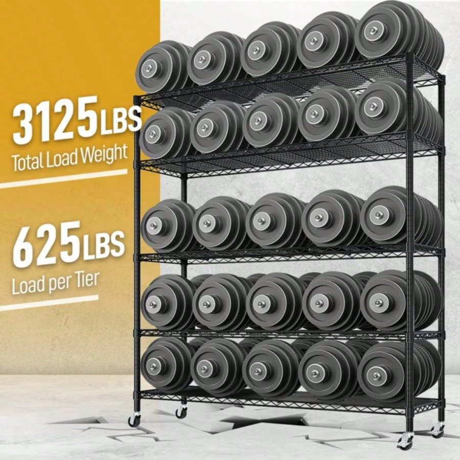 Heavy Duty Storage Shelves 59.06 Wire Shelving Unit with Wheels 3125LBS NSF Metal Shelves Storage Adjustable Garage Storage Rack Pantry Shelf Commercial Shelving, 74.02 H X 59.0639; 39; X 17.72