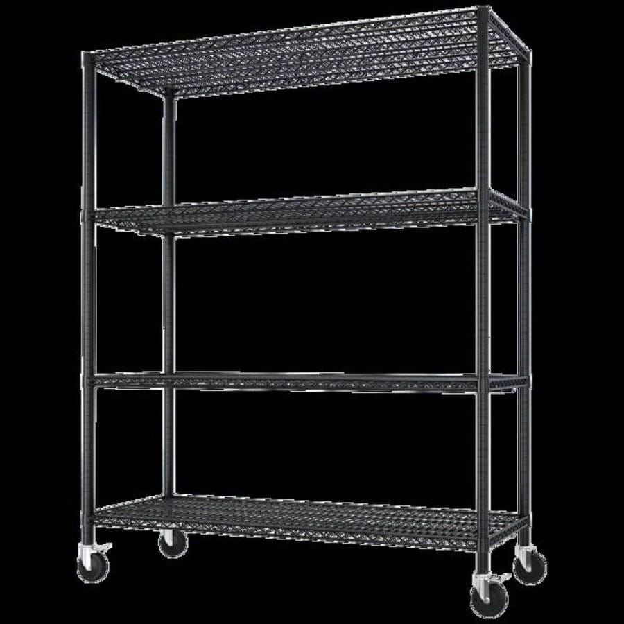 Heavy Duty Storage Shelves 55.12 Wire Shelving Unit with Wheels 2500LBS NSF Metal Shelves Storage Adjustable Garage Storage Rack Pantry Shelf Commercial Shelving, 75.59 H X 55.1239; 39; X 23.62