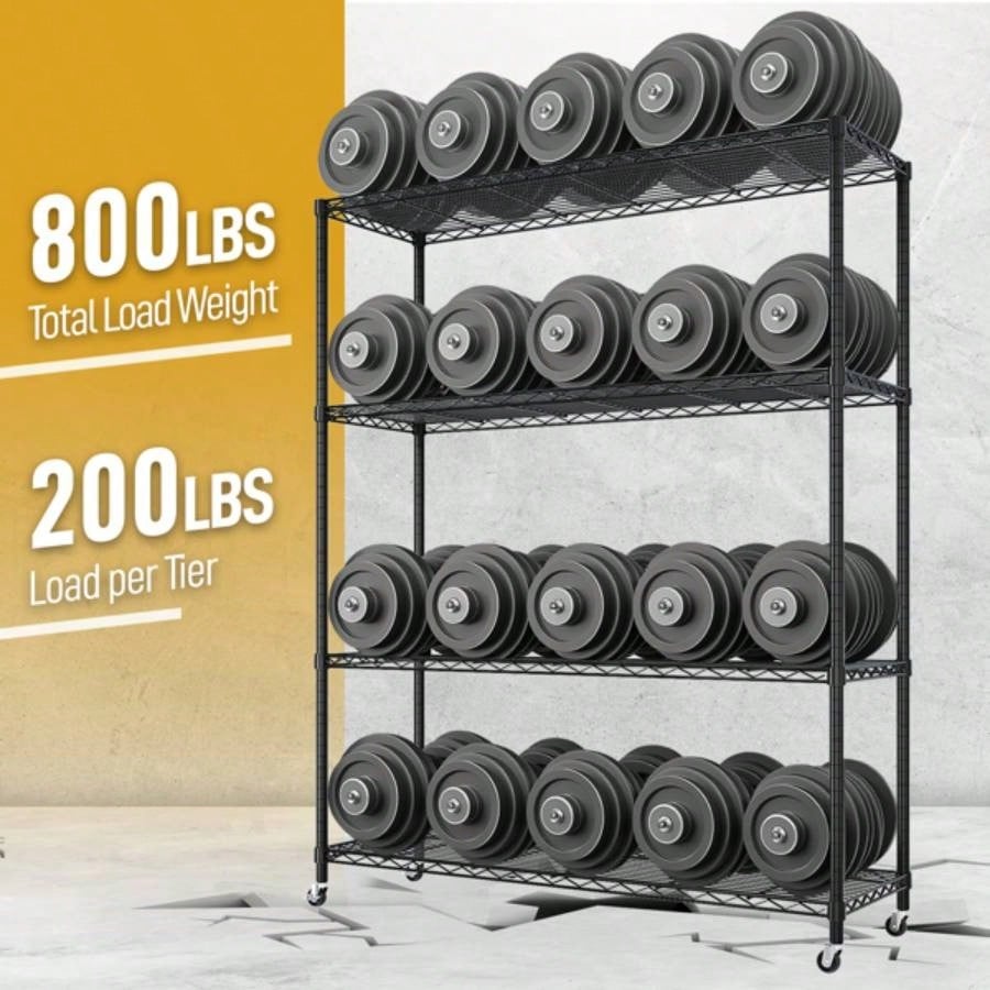 Heavy Duty Storage Shelves 46.06 Wire Shelving Unit with Wheels 800LBS NSF Metal Shelves Storage Adjustable Garage Storage Rack Pantry Shelf Commercial Shelving, 64.96 H X 46.0639; 39; X 17. D
