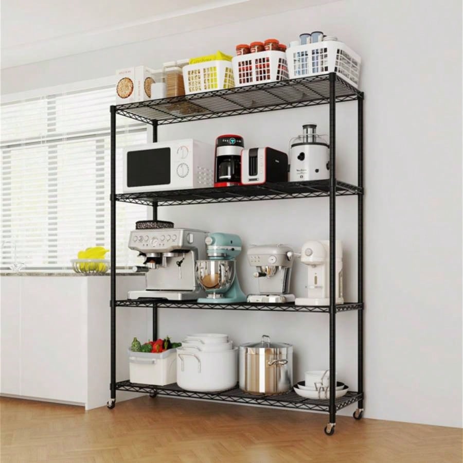 Heavy Duty Storage Shelves 46.06 Wire Shelving Unit with Wheels 800LBS NSF Metal Shelves Storage Adjustable Garage Storage Rack Pantry Shelf Commercial Shelving, 64.96 H X 46.0639; 39; X 17. D