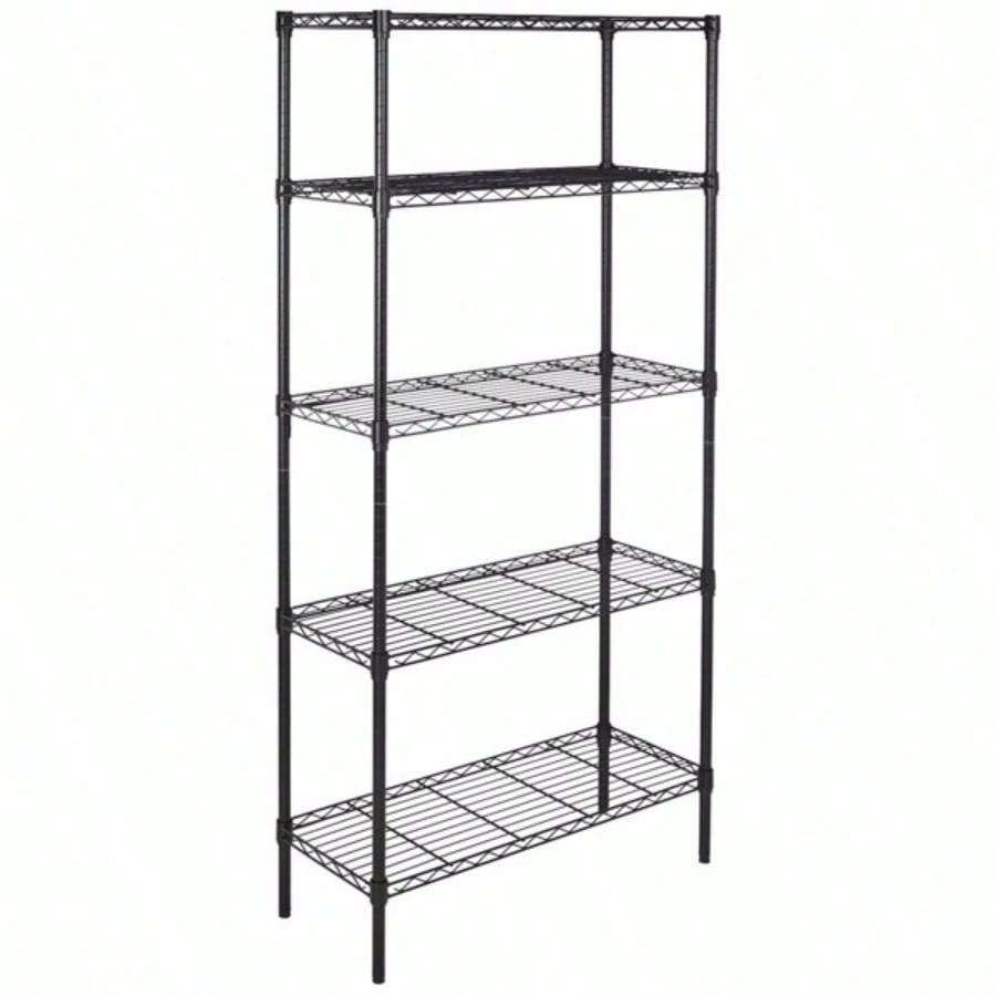 5 - Layer Plastic Coated Iron Shelf 180*90*35 Black