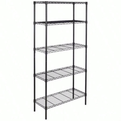 5 - Layer Plastic Coated Iron Shelf 180*90*35 Black