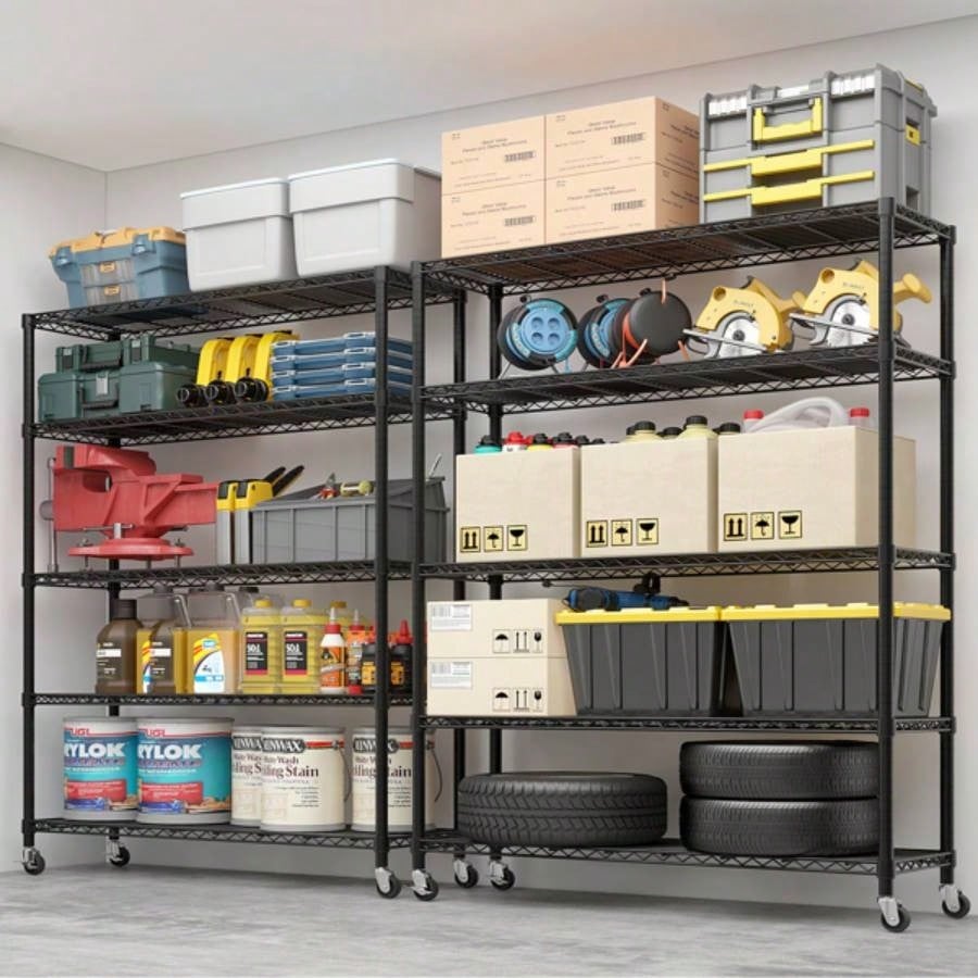 Heavy Duty Storage Shelves 59.06 Wire Shelving Unit with Wheels 3125LBS NSF Metal Shelves Storage Adjustable Garage Storage Rack Pantry Shelf Commercial Shelving, 74.02 H X 59.0639; 39; X 17.72