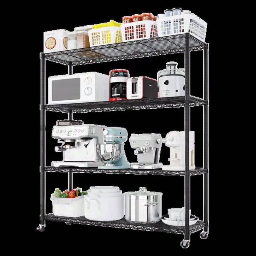 Heavy Duty Storage Shelves 46.06 Wire Shelving Unit with Wheels 800LBS NSF Metal Shelves Storage Adjustable Garage Storage Rack Pantry Shelf Commercial Shelving, 64.96 H X 46.0639; 39; X 17. D