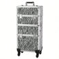 3 in 1 Aluminum Cosmetic Makeup Tattoo Box White Zebra Print