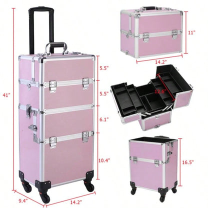 3 in 1 Aluminum Cosmetic Makeup Tattoo Box Pink