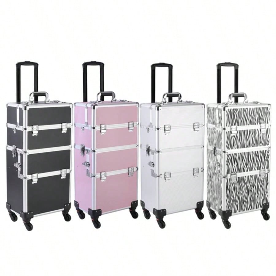 3 in 1 Aluminum Cosmetic Makeup Tattoo Box White Zebra Print