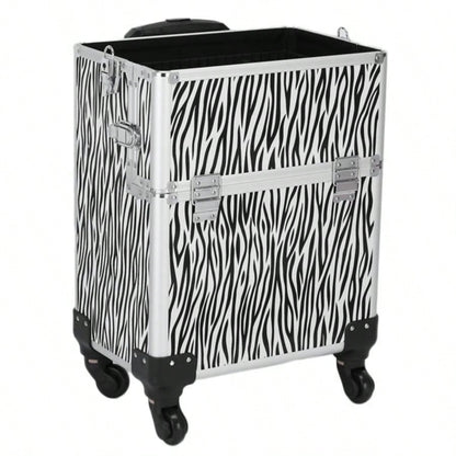 3 in 1 Aluminum Cosmetic Makeup Tattoo Box White Zebra Print